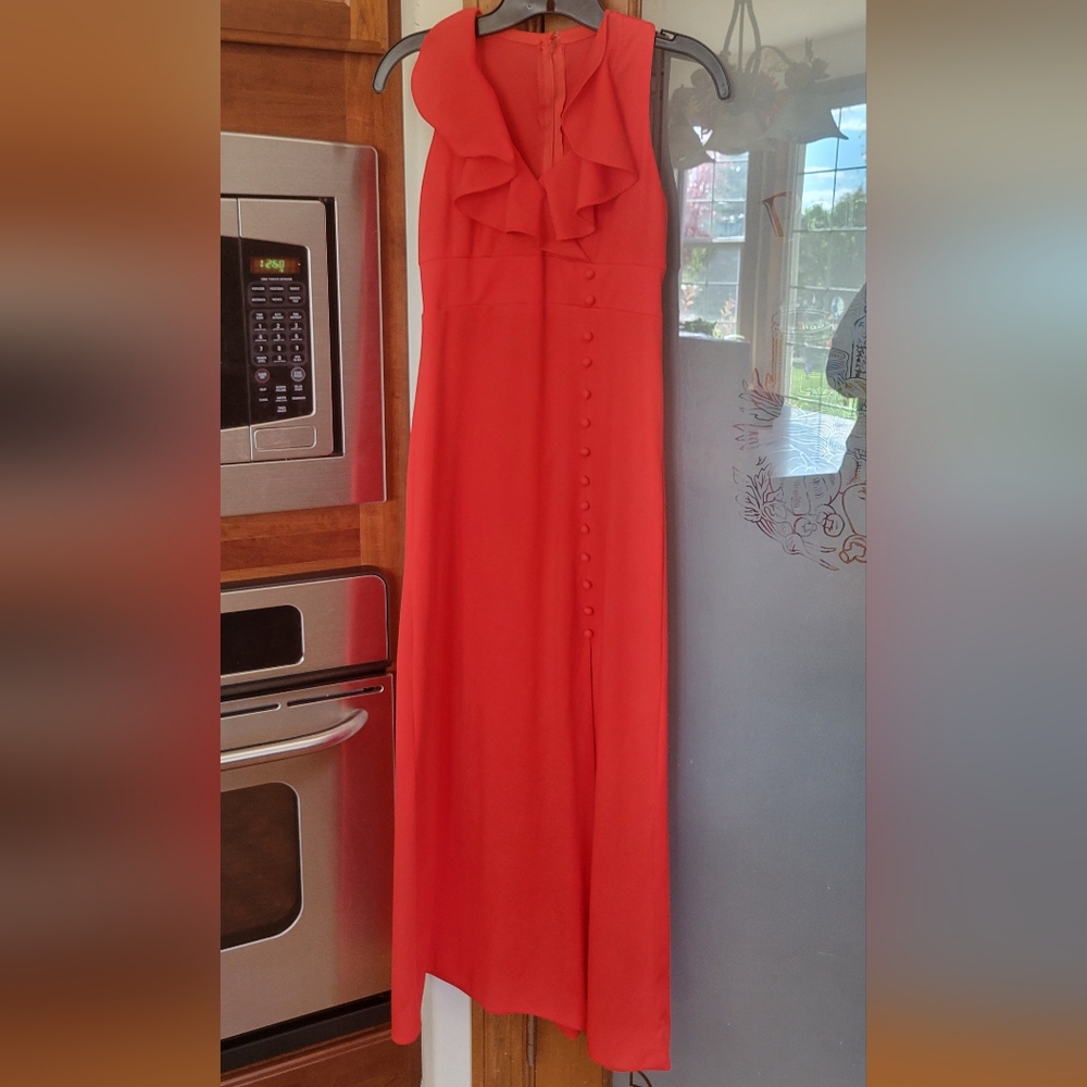 Vintage 1970’s Women's XS Maxi Dress Red Sleeveless Ruffle top. - Picture 1 of 11